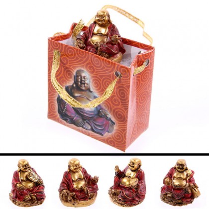 Bouddha Rouge et Or & Pochette Cadeau