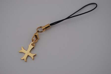 Bijou de mobile (t�l�phone)  - Croix templi�re patt�e rentr�e - Or vif