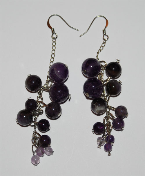 Boucles d'oreilles grappe améthyste