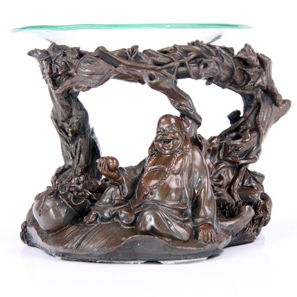 Br�leur � huile Bouddha Riant Effet Bois