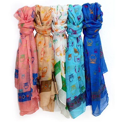 Foulard Collection ''Just Happy'' Turquoise- Chouettes