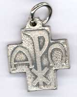 Pendentif Croix argentée alpha oméga