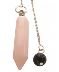 Pendule pierre – Pointe à 6 faces quartz rose