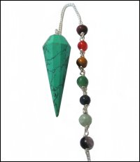 Pendule turquoise 12 facettes avec cha�ne 7 chakras
