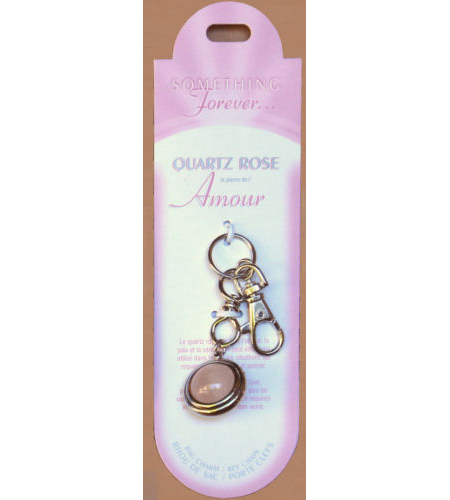 Porte clefs en Quartz Rose - Amour
