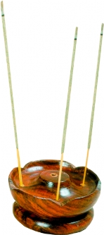 Porte-encens rond bois forme de lotus