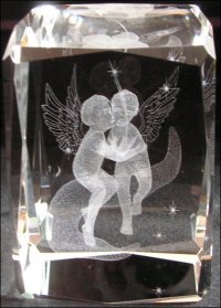 Presse�papiers cristal biseaut� � Anges jumeaux